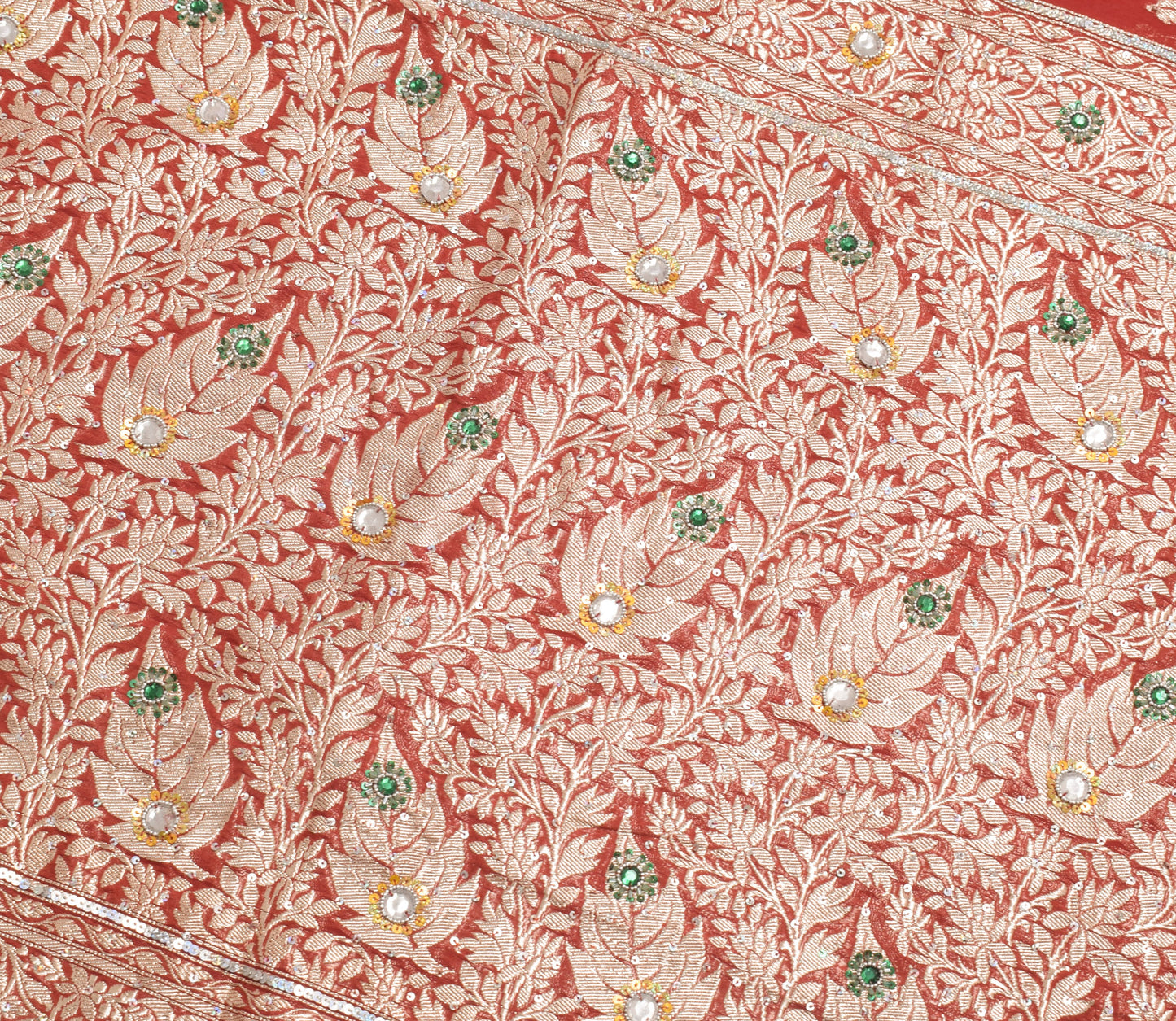 Sushila Vintage Red Heavy Saree Blend Silk Banarasi Brocade Woven Sari Fabric