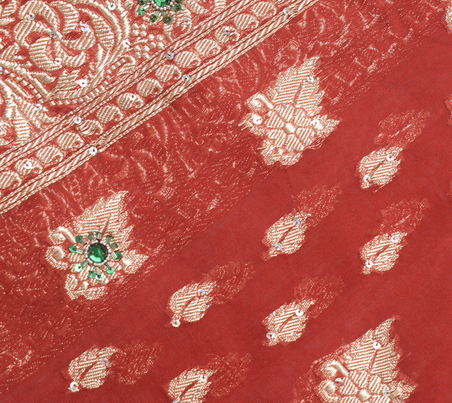 Sushila Vintage Red Heavy Saree Blend Silk Banarasi Brocade Woven Sari Fabric