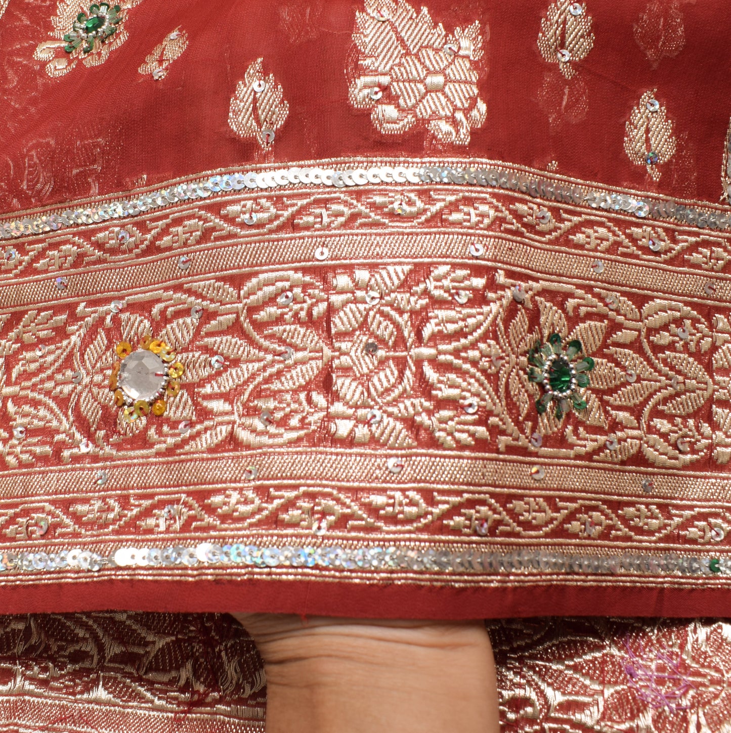 Sushila Vintage Red Heavy Saree Blend Silk Banarasi Brocade Woven Sari Fabric