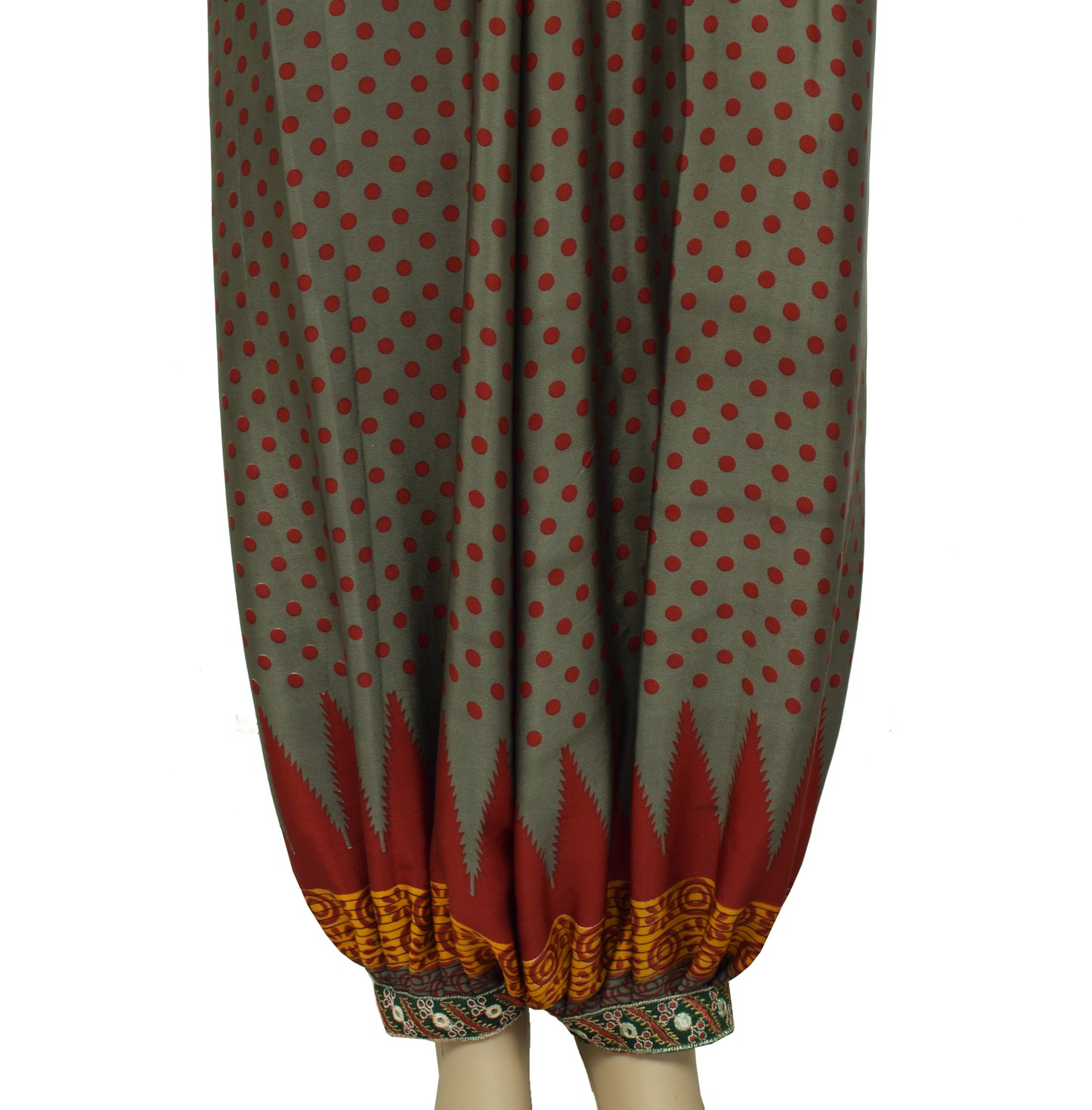 Sushila Vintage Blend Silk Sari upcycled Aladdin Pants & Crop Top Set Gray