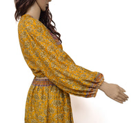 Sushila Vintage Blend Silk Sari upcycled Aladdin Pants Afghani Top Mustard