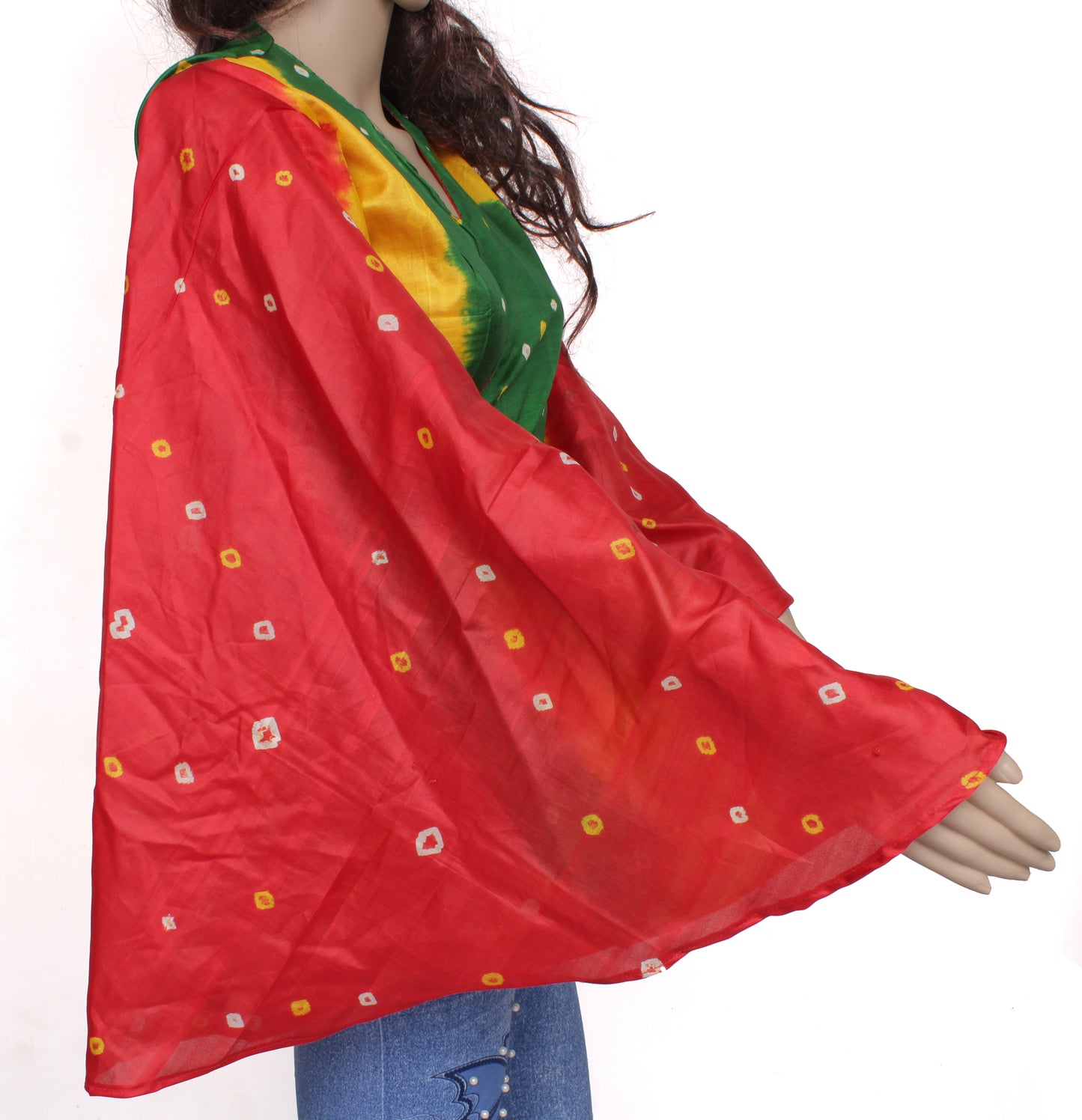 Sushila Vintage New Bohemian Bell Sleeve Recycled Silk Saree Top 70,s Retro