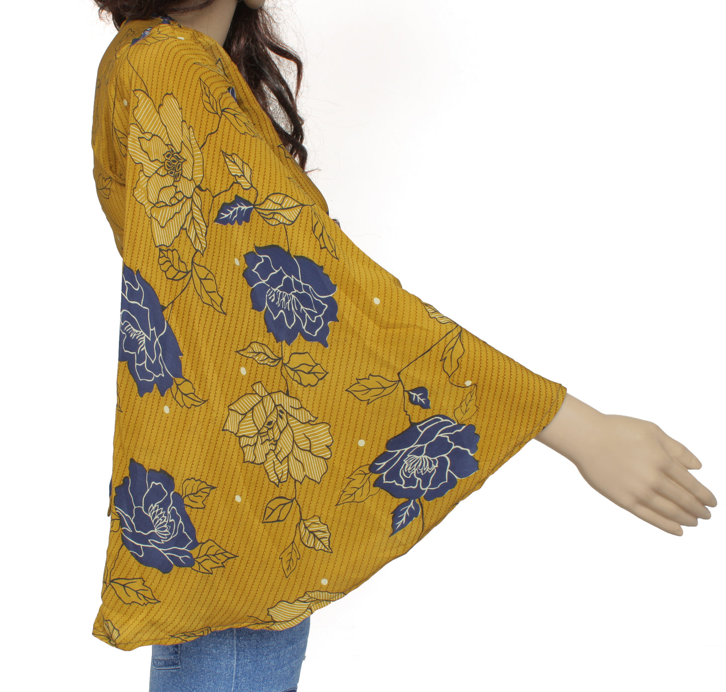 Sushila Vintage Bohemian Bell Sleeve Recycled Silk Saree Top 70,s Retro Green