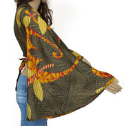 Sushila Vintage Bohemian Bell Sleeve Recycled Silk Saree Top 70,s Retro Green