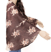 Sushila Vintage Bohemian Bell Sleeve Recycled Silk Saree Top 70,s Retro Brown
