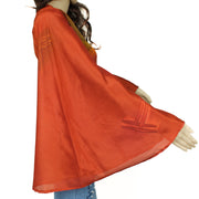 Sushila Vintage NEW Bohemian Bell Sleeve Recycled Silk Saree Top 70,s Retro Rust