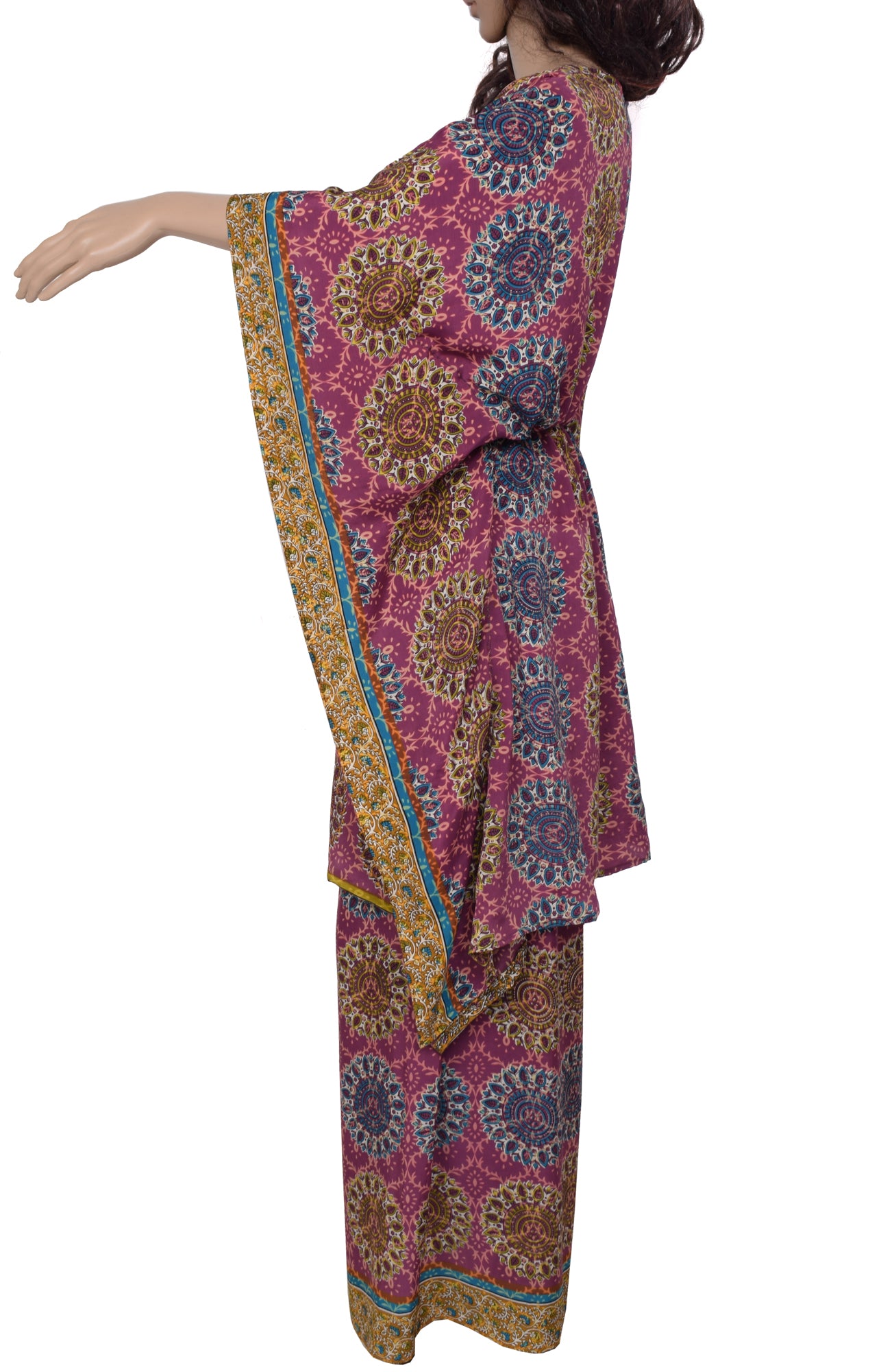 Sushila Vintage Women Dress Blend Silk Sari upcycled Palazzo Pants Kafhtan Top