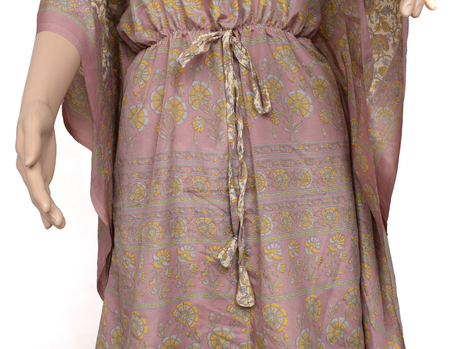Sushila Vintage Women Dress Silk Sari upcycled Plazo Pants Kafhtan Top Cream
