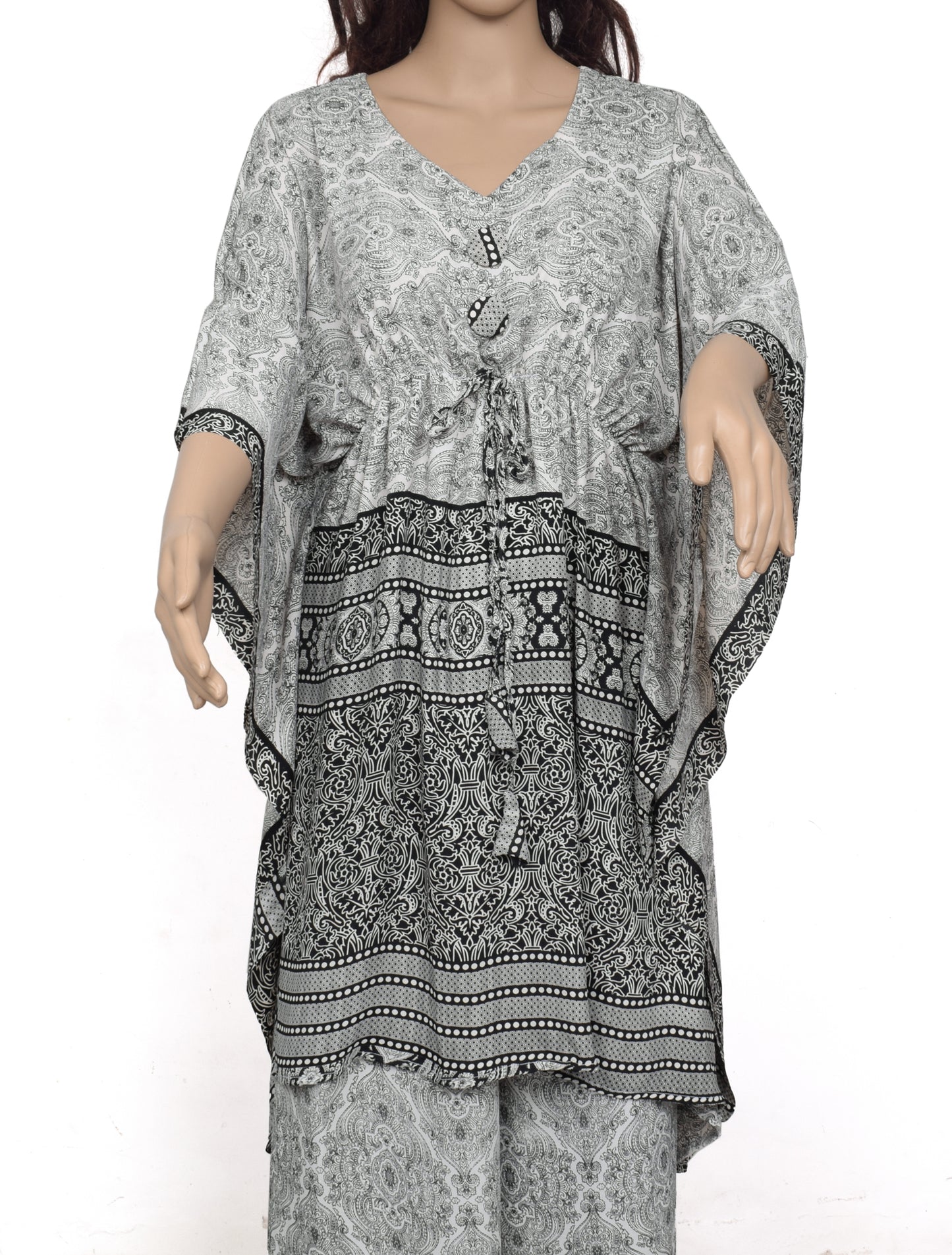 Sushila Vintage Blend Silk Sari upcycled Palazzo Pants Afghani Top Set White