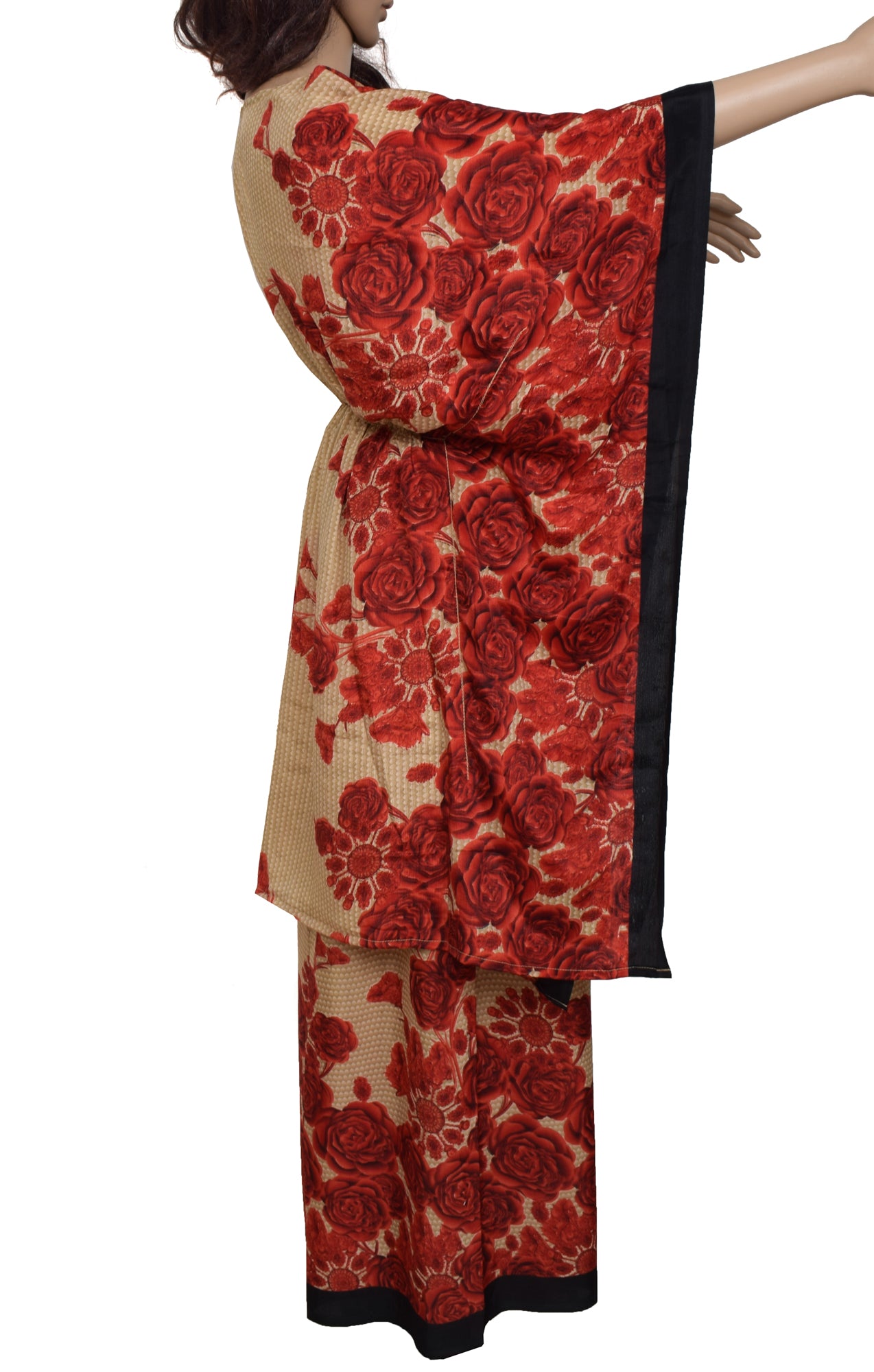 Sushila Vintage Blend Silk Sari upcycled Palazo Palazzo Pants Kafthan Top Brown