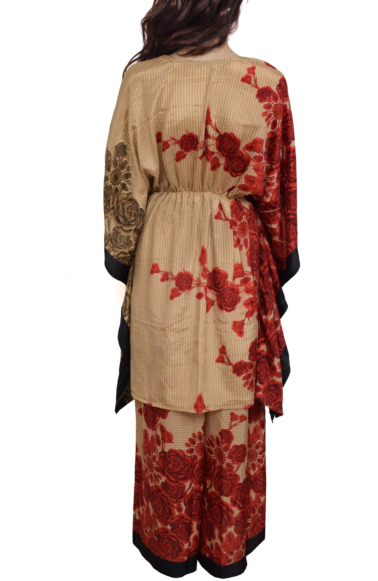 Sushila Vintage Blend Silk Sari upcycled Palazo Palazzo Pants Kafthan Top Brown