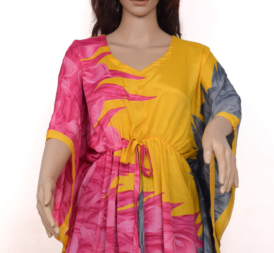 Sushila Vintage Women Dress Blend Silk Sari upcycled Palazzo Pants Kafhtan Top