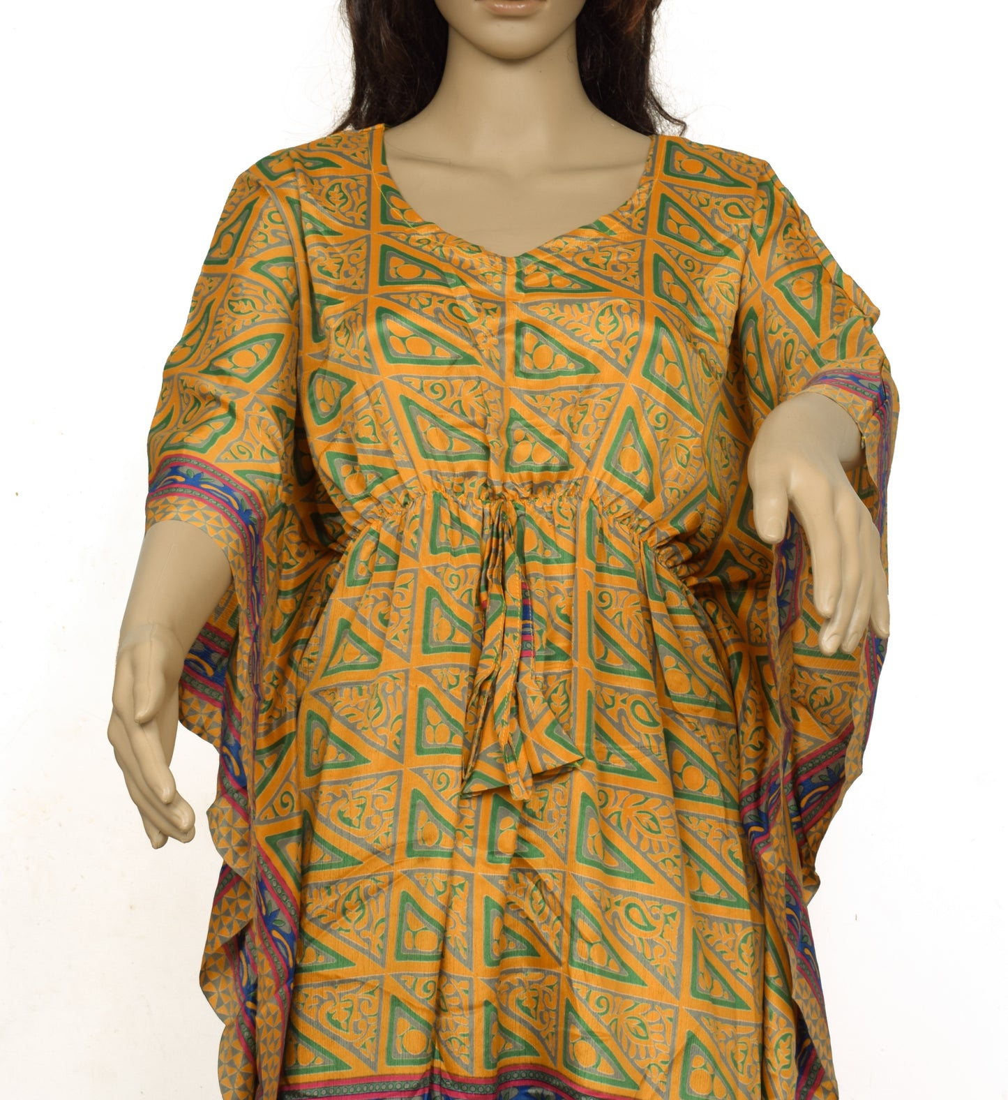 Sushila Vintage Blend Silk Sari upcycled Palazzo Pants & Kafhtan Top Set Mustard