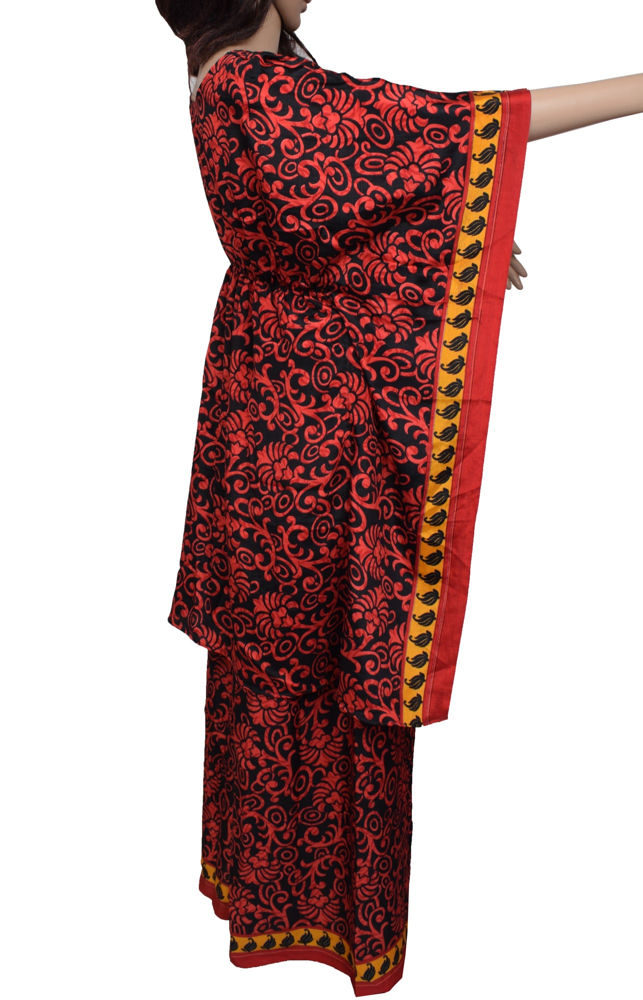 Sushila Vintage Blend Silk Sari upcycled Palazzo Pants & Kafhtan Top Set Black