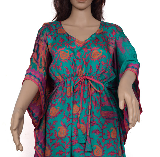 Sushila Vintage Blend Silk Sari upcycled Palazzo Pants & Kafthan Top Multi-Color