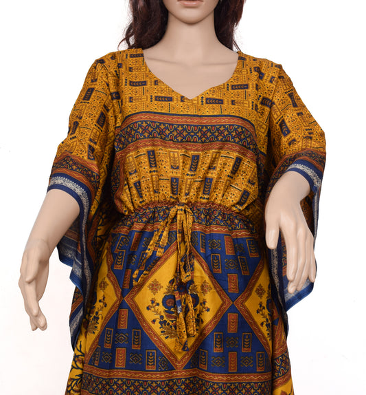 Sushila Vintage Blend Silk Sari upcycled Palazzo Pants & Kafhtan Top Set Mustard