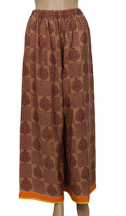 Sushila Vintage Women Dress Silk Sari upcycled Palazzo Pants Kafthan Top Brown
