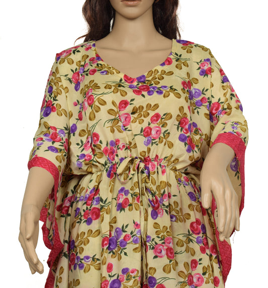 Sushila Vintage Blend Silk Sari Dress upcycled Plazo Pants Kafthan Top Cream