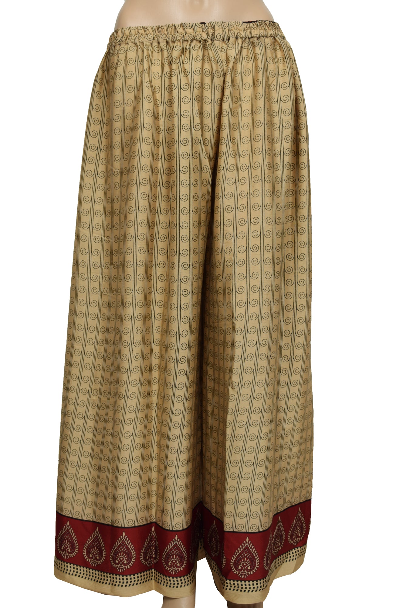 Sushila Vintage Blend Silk Sari upcycled Plazo Palazzo Pants Kafthan Top Brown