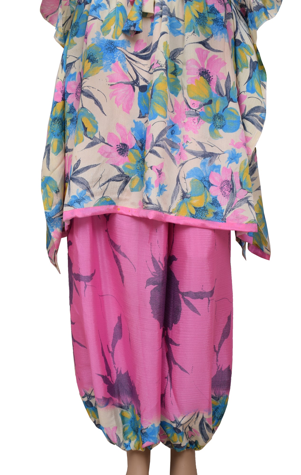 Sushila Vintage Women Dress Blend Silk Sari upcycled Palazzo Pants Kafthan Top