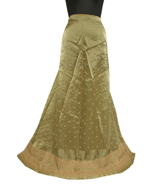 Sushila Vintage Green Long Skirt Pure Tissue Silk Hand Beaded Unstitched Lehenga