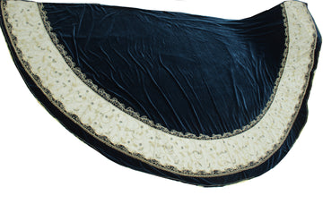 Sushila Vintage Blue Long Skirt Net & Velvet Handmade Unstitched Lehenga Fabric