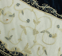 Sushila Vintage Blue Long Skirt Net & Velvet Handmade Unstitched Lehenga Fabric