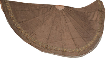 Sushila Vintage Brown Long Skirt Pure Tissue Silk Hand Beaded Unstitched Lehenga