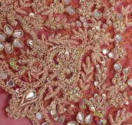 Sushila Vintage Red Long Skirt Net Mesh Hand Beaded Zardozi  Unstitched Lehenga