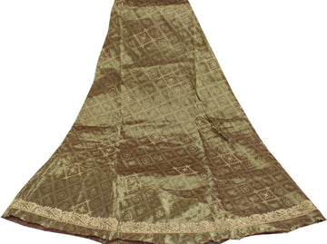 Sushila Vintage Green Long Skirt Pure Tissue Silk Hand Beaded Unstitched Lehenga