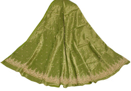 Sushila Vintage Green Long Skirt Pure Tissue Silk Hand Beaded Unstitched Lehenga