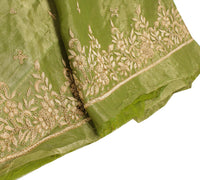Sushila Vintage Green Long Skirt Pure Tissue Silk Hand Beaded Unstitched Lehenga