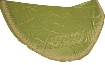 Sushila Vintage Green Long Skirt Pure Tissue Silk Hand Beaded Unstitched Lehenga