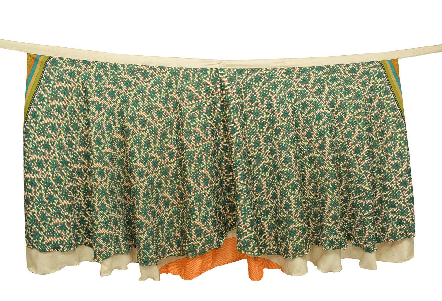 Sushila Vintage Art Silk Saree Cream Floral Magic Wrap Reversible Skirt Beach Dress