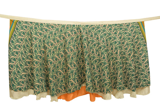 Sushila Vintage Art Silk Saree Cream Floral Magic Wrap Reversible Skirt Beach Dress