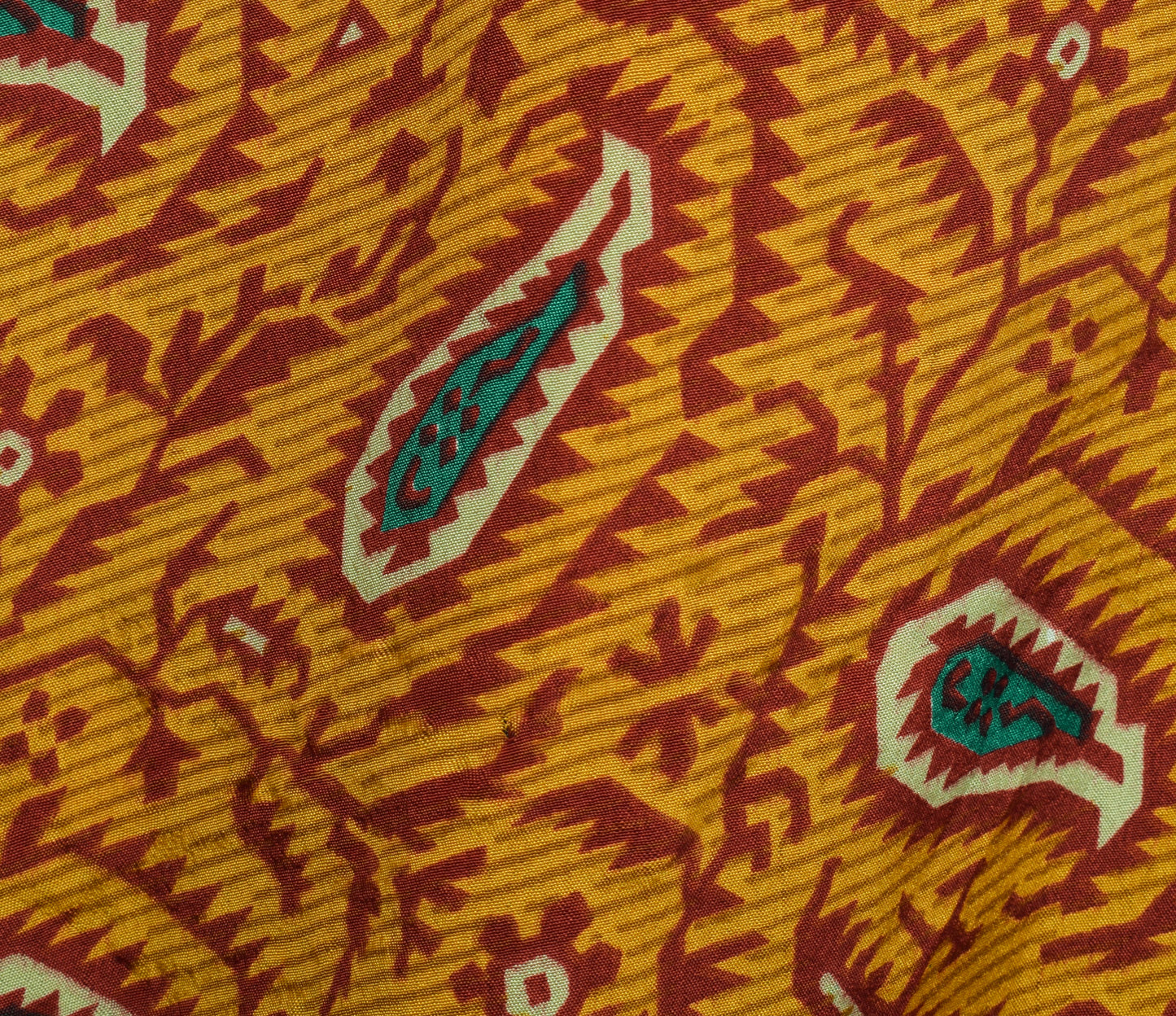 Sushila Vintage Mustard Art Silk Saree Magic Wrap Reversible Skirt Beach Dress Boho