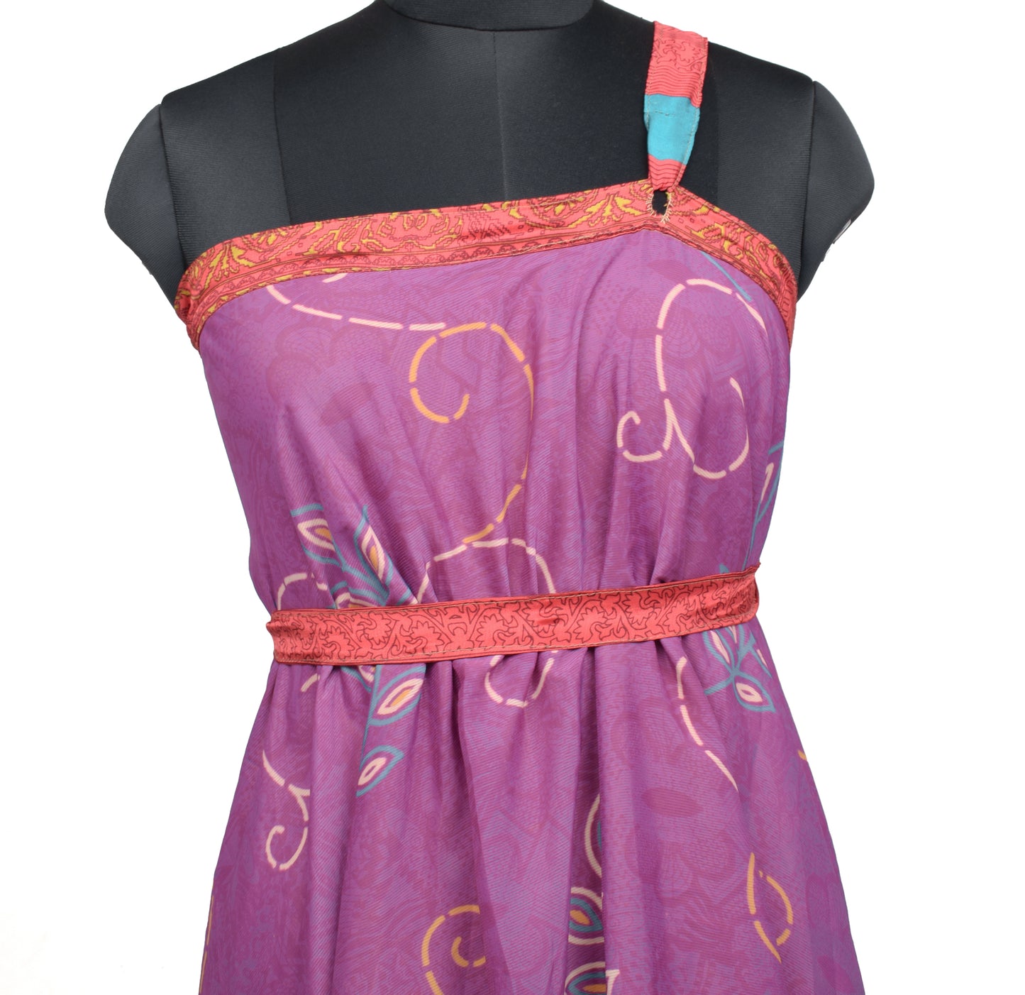 Sushila Vintage Silk Saree Purple Magic Wrap Reversible Skirt Beach Dress Boho