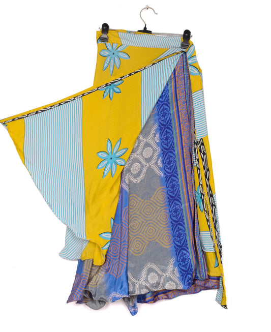 Sushila Vintage Vintage Sari Magic wrap Skirt Bohemian Double Layer Multicolor 6