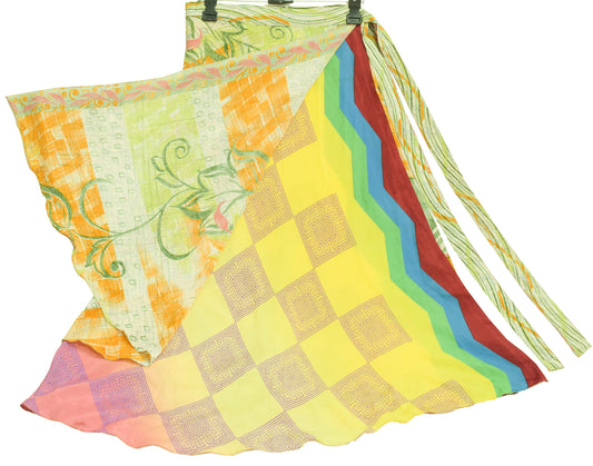 Sushila Vintage Vintage Sari Magic wrap Skirt Bohemian Double Layer Multicolor 3