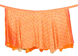 Sushila Vintage Orange Silk Saree Magic Wrap Reversible Skirt Beach Dress Hippie