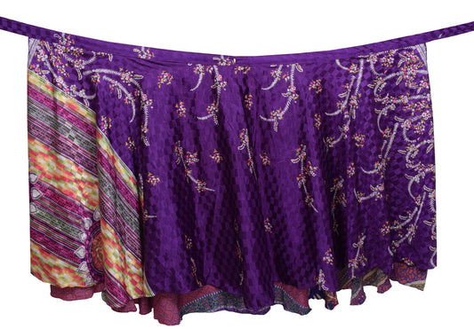 Sushila Vintage Purple Silk Saree Magic Wrap Reversible Skirt Beach Dress Hippie