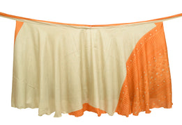 Sushila Vintage Cream Silk Saree Floral Magic Wrap Reversible Skirt Beach Dress