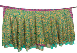 Sushila Vintage Teal Green Silk Saree Magic Wrap Reversible Skirt Beach Dress