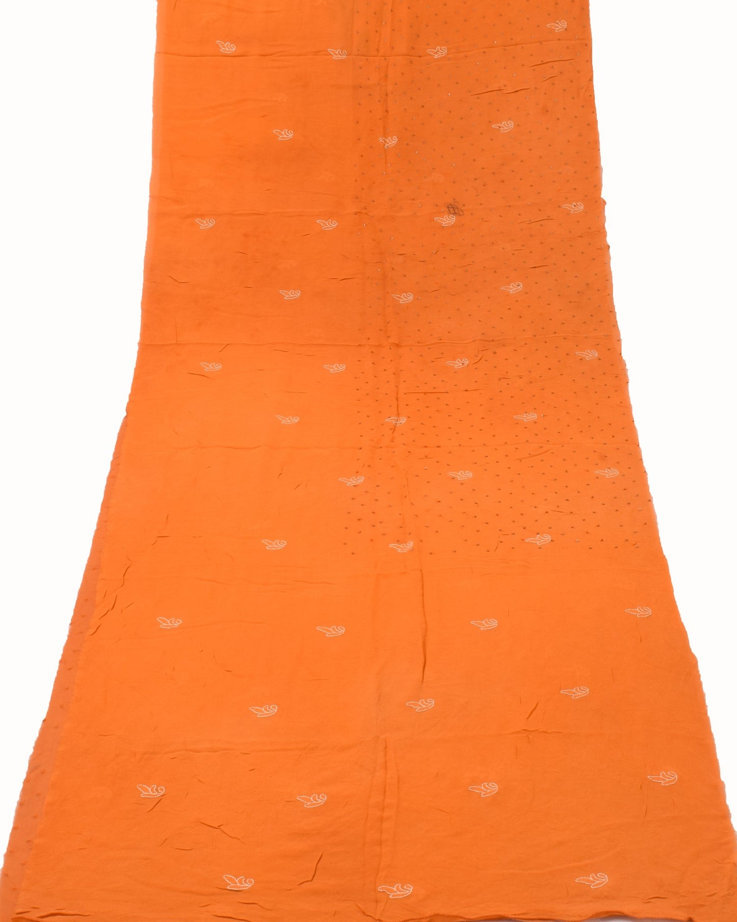Sushila Vintage Orange Sari Remnant Scrap Multi Purpose Georgette Craft Fabric