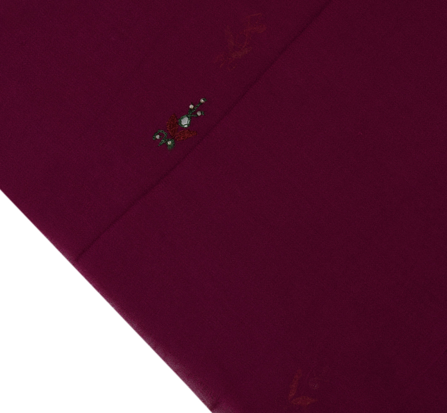 Sushila Vintage Magenta Remnant Scrap Pure Georgette Embroidered Craft Fabric