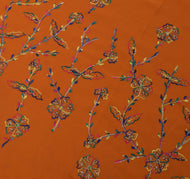 Sushila Vintage Rust Sari Remnant Scrap Blend Georgette Hand Beaded Craft Fabric