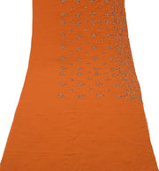 Sushila Vintage Rust Sari Remnant Scrap Blend Georgette Hand Beaded Craft Fabric
