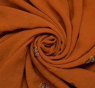 Sushila Vintage Rust Sari Remnant Scrap Blend Georgette Hand Beaded Craft Fabric