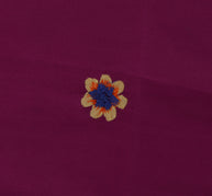 Sushila Vintage Purple Saree Remnant Scrap Pure Silk Embroidered Craft Fabric