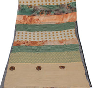 Sushila Vintage Black Sari Remnant Scrap Pure Georgette Printed Craft Fabric